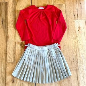 Pleated skirt and shirt